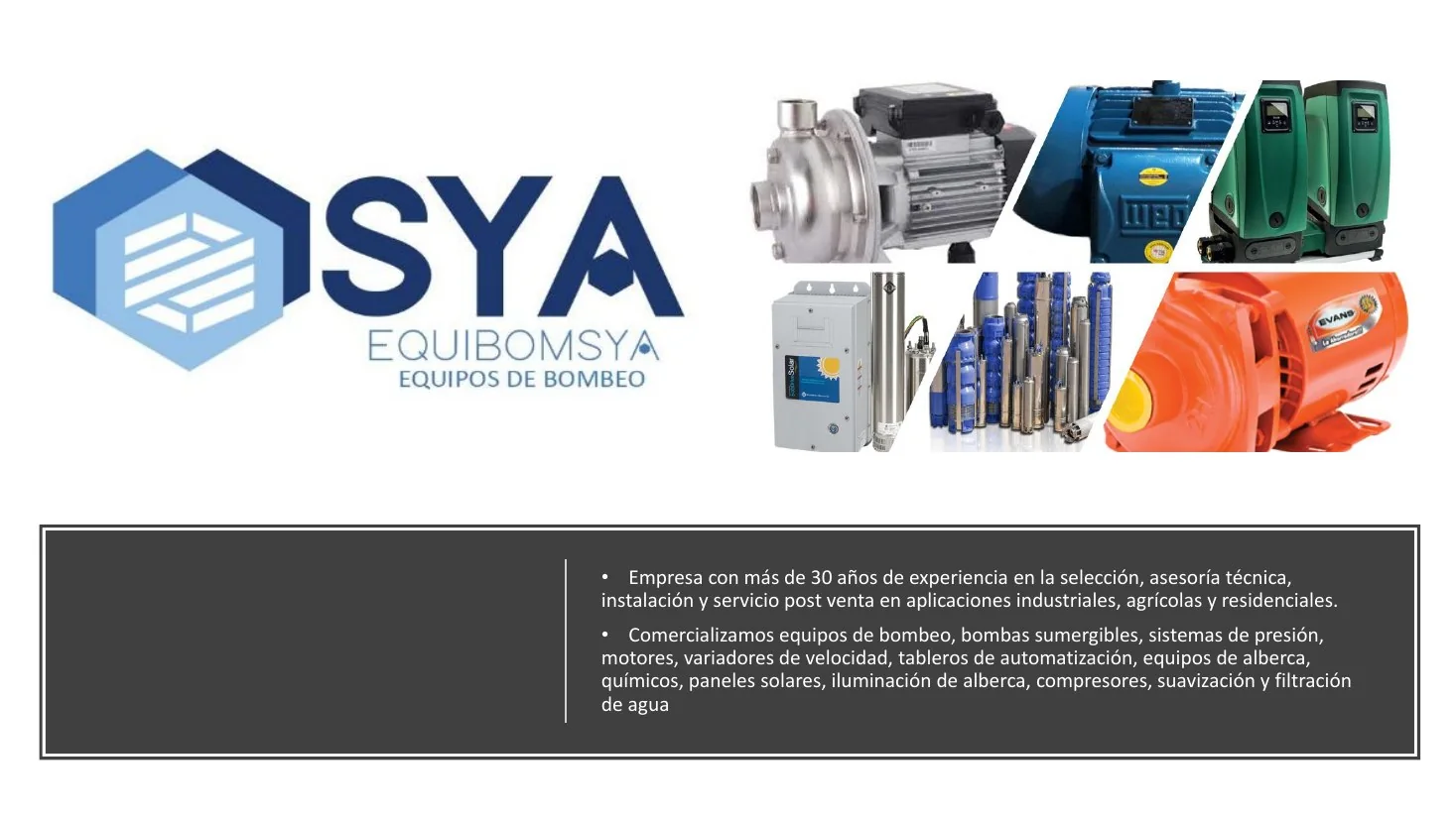 Portada del catálogo 2026 de SYA Equipos de Bombeo